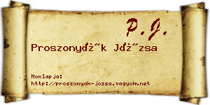 Proszonyák Józsa névjegykártya